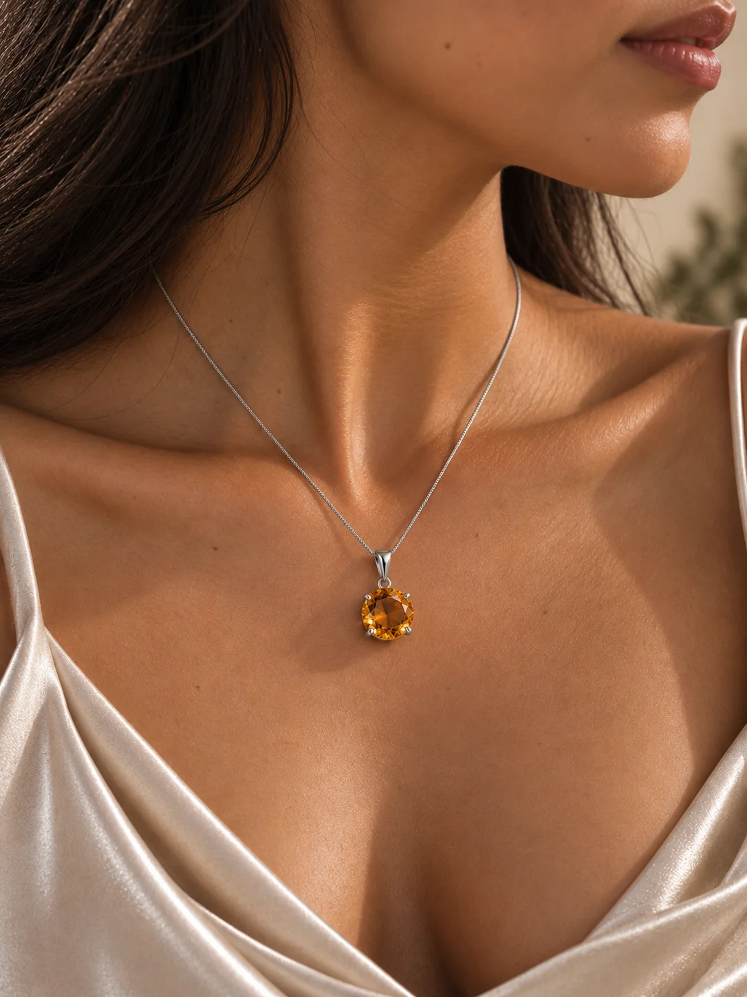 Circular Citrine Pendant - Odyssey by Silver