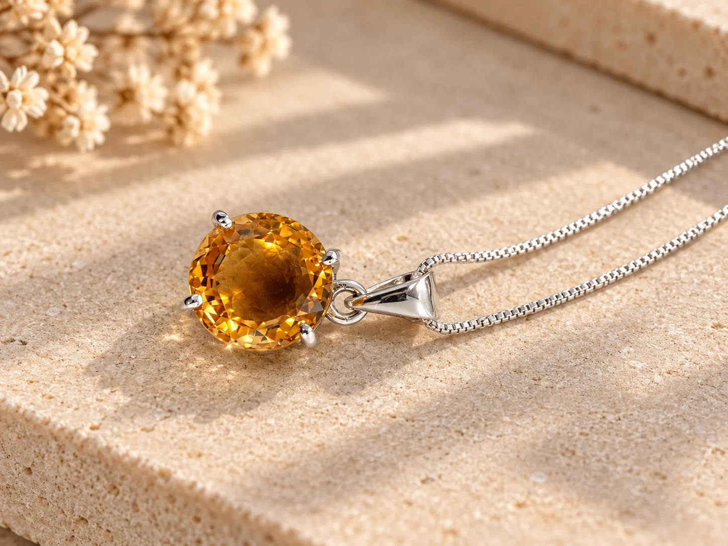 Circular Citrine Pendant - Odyssey by Silver
