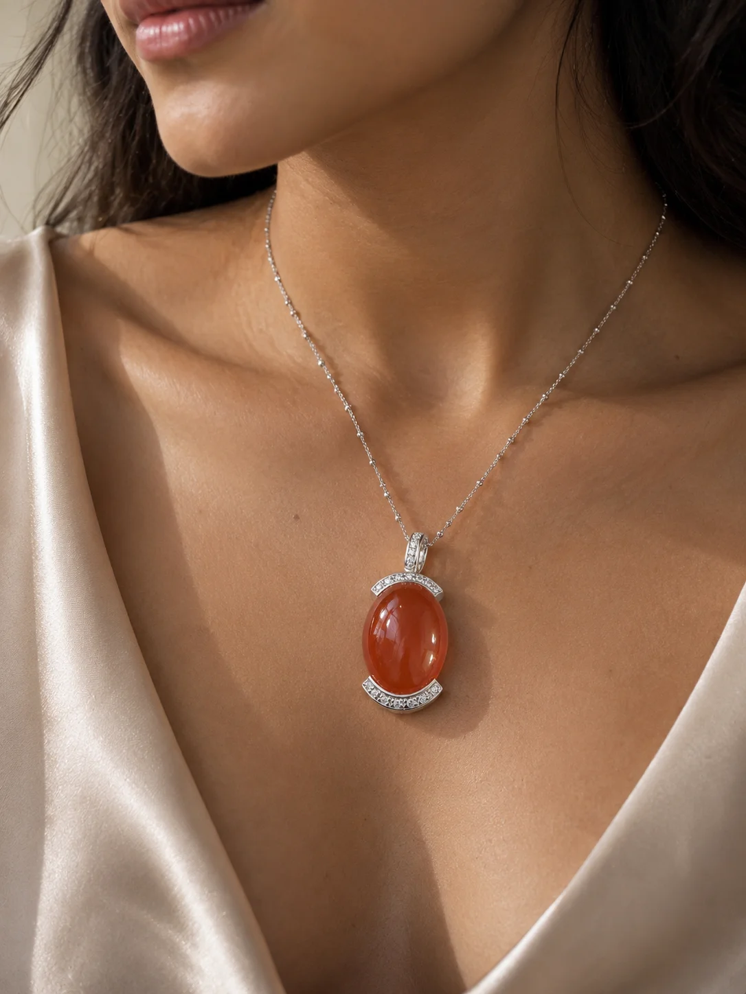 Lunar Glow Natural Moonstone Pendant - Odyssey by Silver