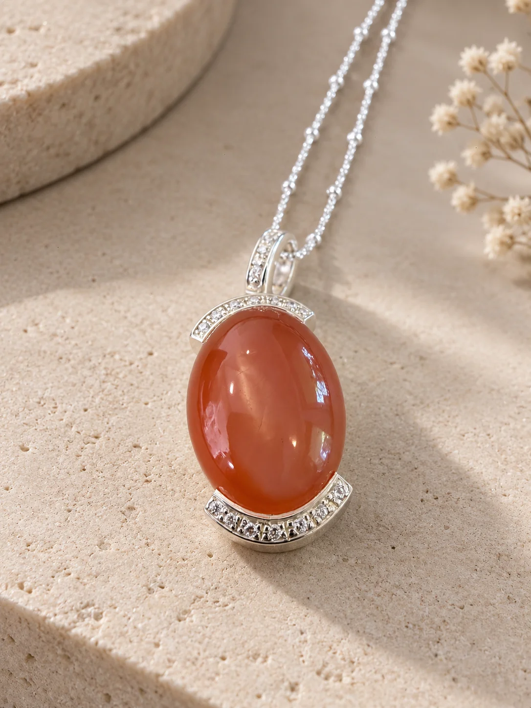 Lunar Glow Natural Moonstone Pendant - Odyssey by Silver