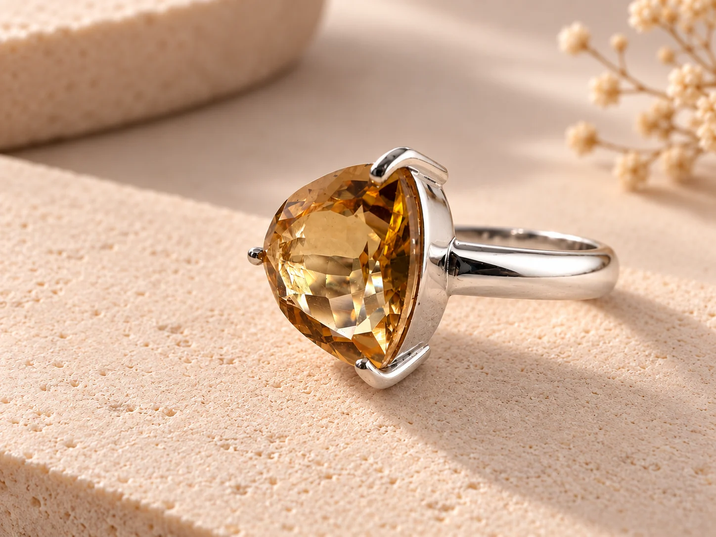 Citrine Triangle Prong Ring - Odyssey by Silver
